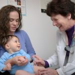 Clasificarea Graf: ce înseamnă tipul de șold de pe ecografia bebelușului Medic care examinează un bebeluș ținut în brațe de mama lui