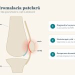 Schemă a genunchiului văzut lateral, cu rotula și cartilajul din spatele ei, în condromalacia patelară la adolescent